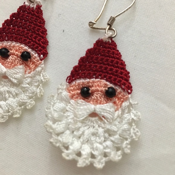 Embroidery Santa Christmas Earrings - Picture 3 of 3